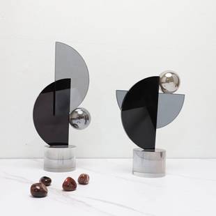 现代简约轻奢水晶几何艺术摆件客厅办公室展示柜样板间桌面装 饰品