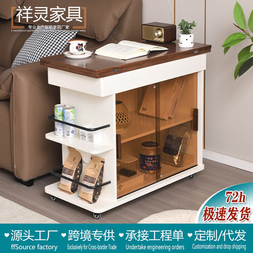 实木小推车可移动边几沙发边柜升降可储物多功能带轮茶几小桌子家
