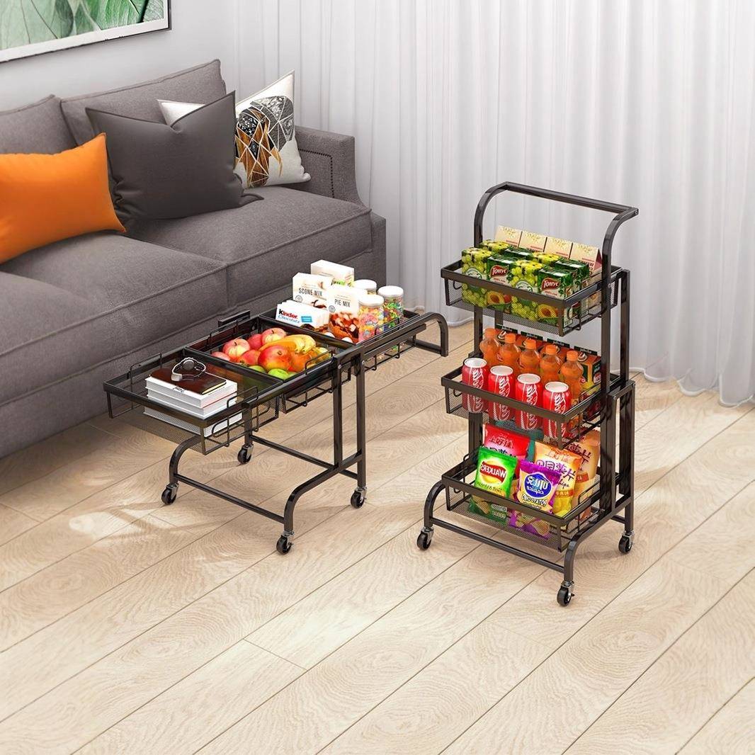 小推车置物架落地层厨房用移家动多功多能折叠零纳食阳HOY台花架