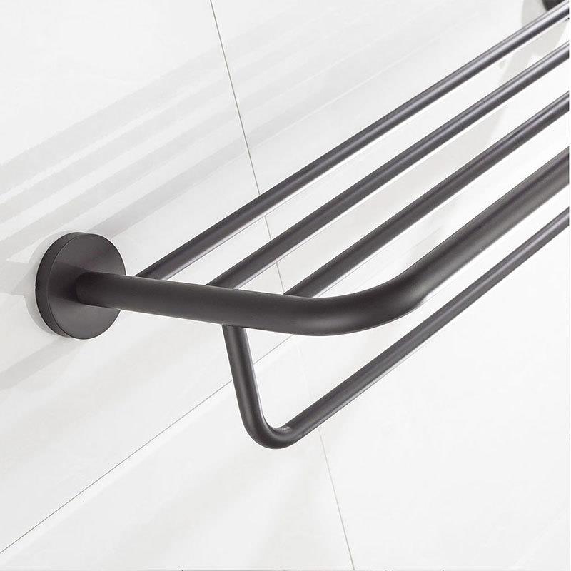毛巾架厂家直销304不钢浴巾浴架黑锈色固定1式卫生间室层架Q100H