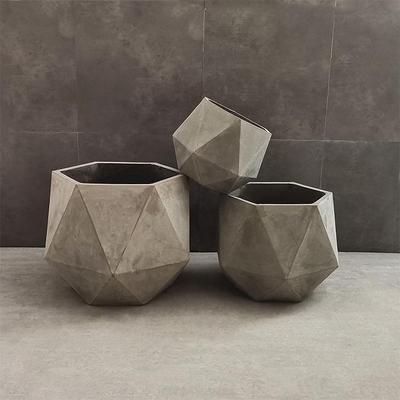 菱形切面泥落花盆户外庭院花室内家居商水业街JY261软装地美陈钵