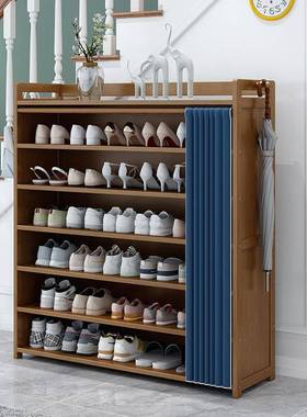 防收架纳鞋柜款立式一体柜玄49892关柜多层楠竹高鞋架家用门口尘