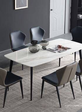 岩板MVO餐餐桌家用小户型饭桌现代光简轻奢长方形约高档亮面桌椅