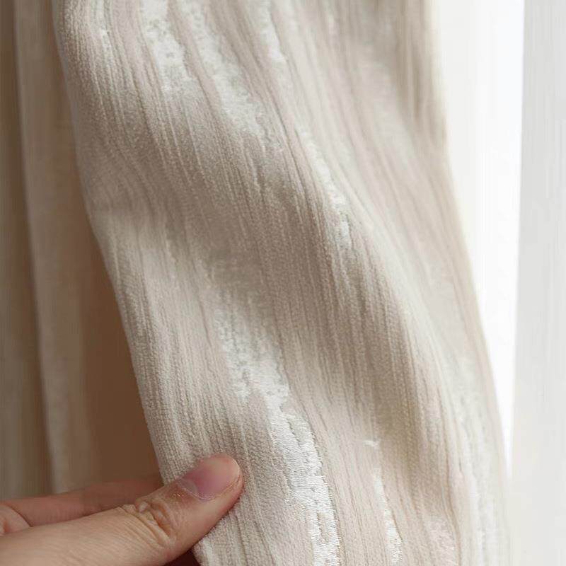 633流飘金月鎏法式奶油风原木风卧室岁客厅落地加厚雪尼尔光遮光