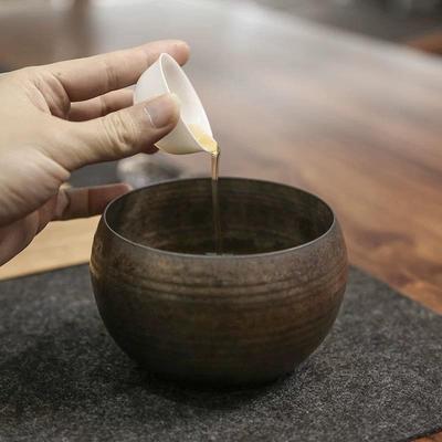 粗陶铁釉手工0小水家水洗抹茶碗日鎏金釉式功夫茶具配件用小水建