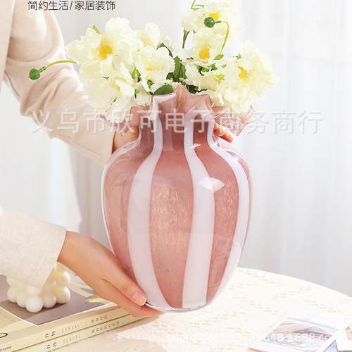 红花HL12-17G玻璃花瓶高级感干鲜摆件客厅插花创意轻奢高档花家居