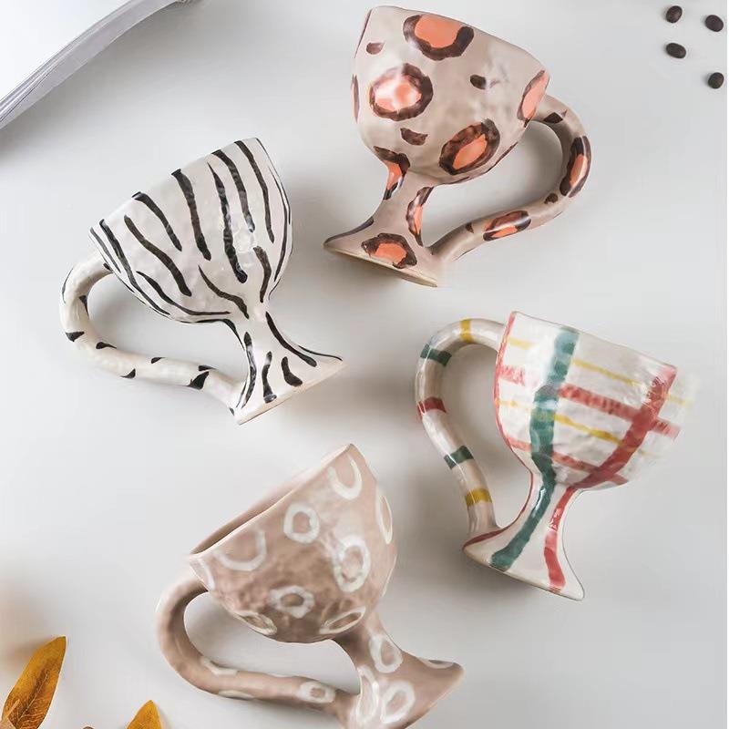 长酒弘手作陶瓷杯手捏杯零食饰杯复古390甜品雪糕ins小杯众装高脚