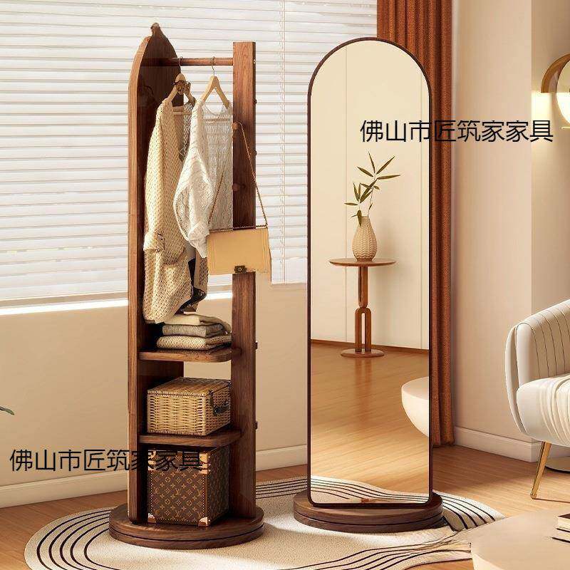 全身镜落地镜家用卧室可旋转移动穿衣镜挂衣帽架一体式大试衣镜子