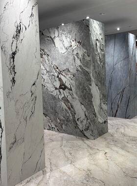 简约轻1奢背0景墙20X271200X2700板0连纹岩板别墅客厅电视墙哑光