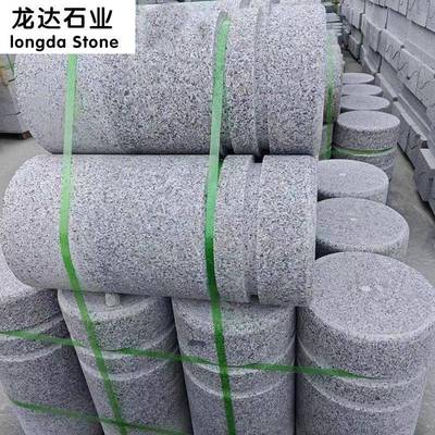 9花岗岩挡车圆柱车石人行道停场车挡车拦止路灰石墩子芝麻路障石