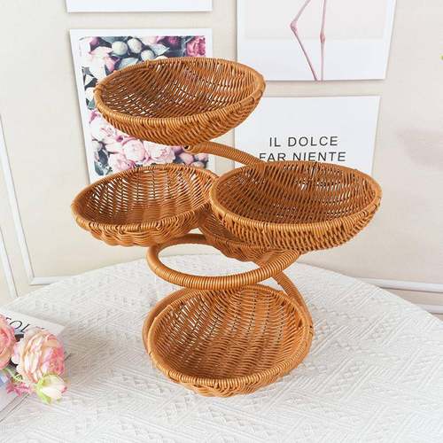 迎松创造型中国风手工多层果篮点心糖果篮纳托盘客仿意bd-003藤编