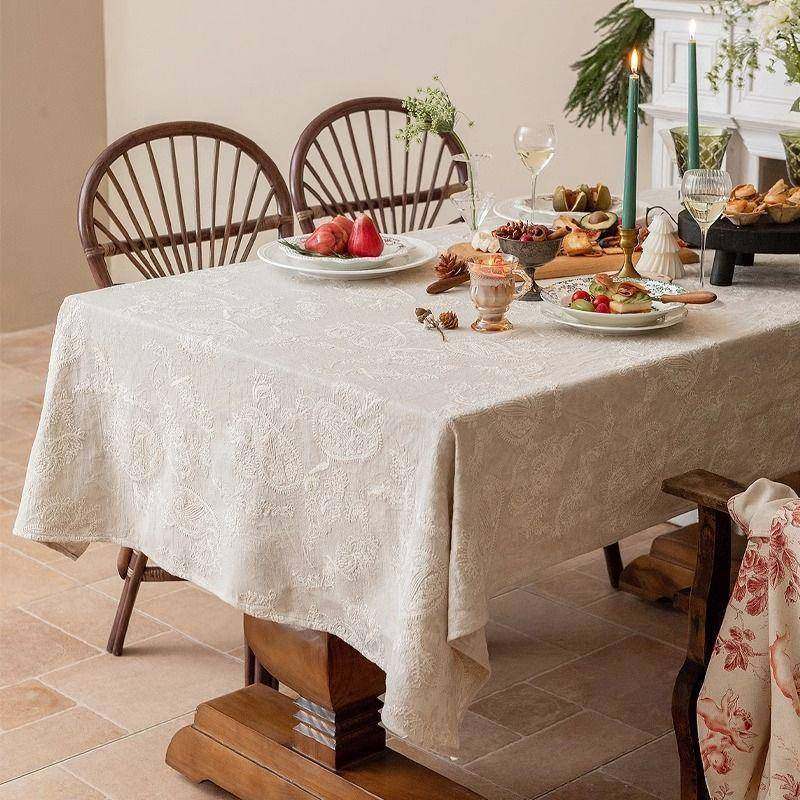 氛围感布圣诞桌防水提欧式奢华高端餐台桌布高UTB颜值纯色茶花几