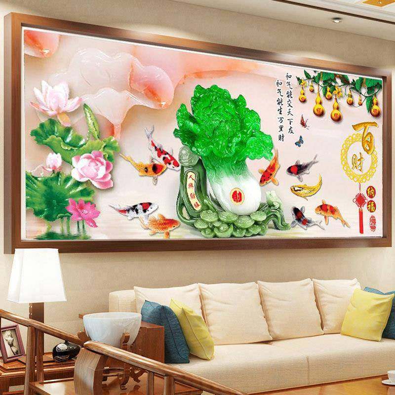 新lqj996图款招满财钻石画百财纳贴钻十字绣钻客厅百财白菜点钻砖,居家布艺,钻石绣,淘宝优惠券,粉丝福利购,淘宝优惠卷