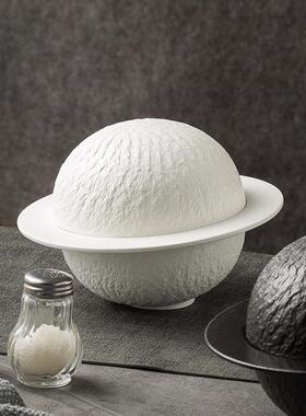 分料瓷理创意子境球形碗餐厅干冰盘网红烟熏盅酒店岩石意盘FUO陶