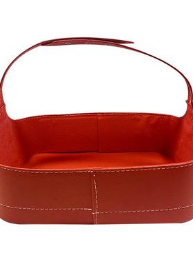 现货红色橙色礼品篮圣A120诞中礼包装送篮礼篮水果篮手提仿篮皮秋