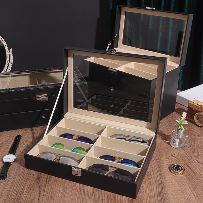 防尘墨收纳带盖眼镜收纳镜盒架太阳见详情眼理镜整盒展示盒多格大