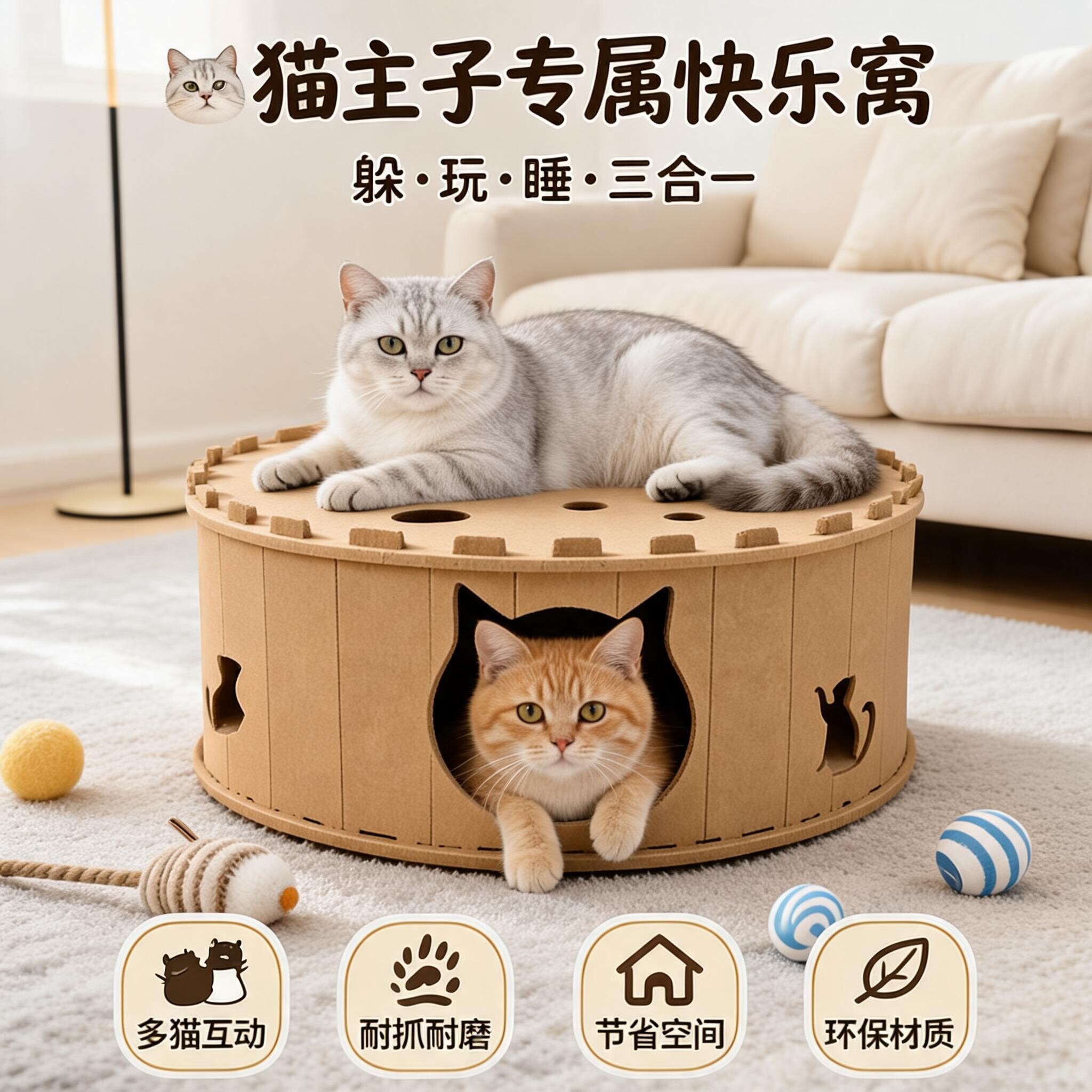 【官方推荐】毛毡甜甜圈猫窝隧道图片