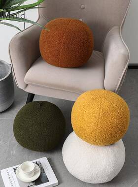 现代简约北欧i球ns圆儿形抱枕异形垫童样板CVR房白橘墨靠绿色泰迪