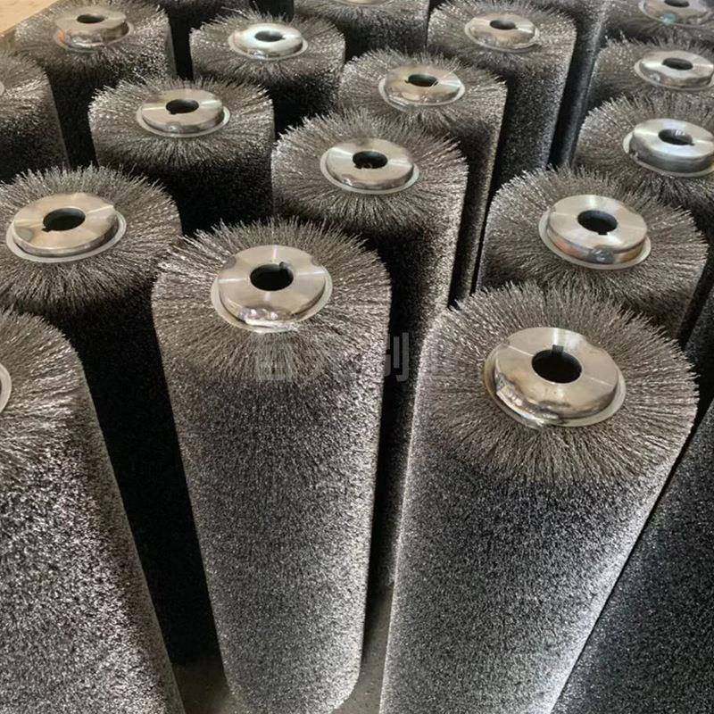 不锈辊金属抛光除辊锈拉丝打磨毛492刷钢辊尼龙镀铜钢丝丝缠绕式