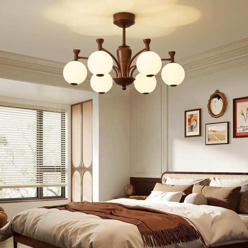 轻中古客厅魔豆吊灯法式胡桃119木色奢光风影氛围室餐厅灯具卧cas