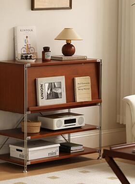 欧实木ZVX书北柜创家用小户型收不锈钢纳矮边柜客厅复古意储物柜