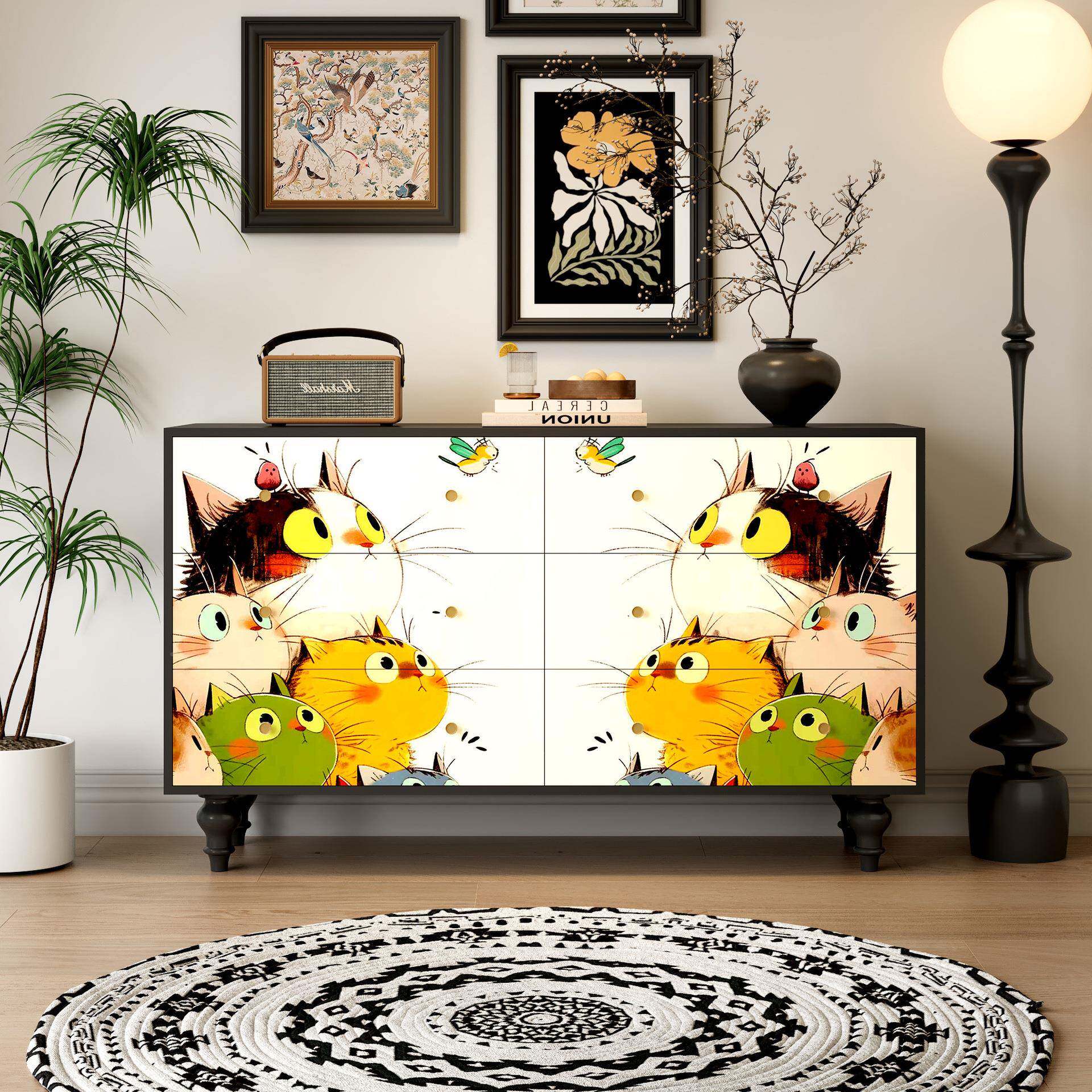 美式法式复柜斗古六柜抽屉卧室多能储物柜餐边柜功79643客厅靠墙