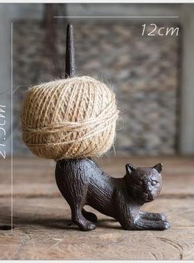 美式乡麻绳架猫咪复鸟缝纫机装饰酒吧摆AJO件古村杂小货
