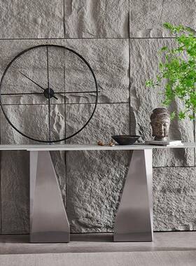 现代岩过台板玄关桌道入户靠墙超端景走廊装饰简约不薄锈90794钢