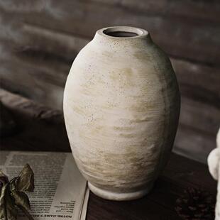 复粗陶花瓶落地花陶罐装古饰摆件客DD186厅干花插瓶花陶盆供应