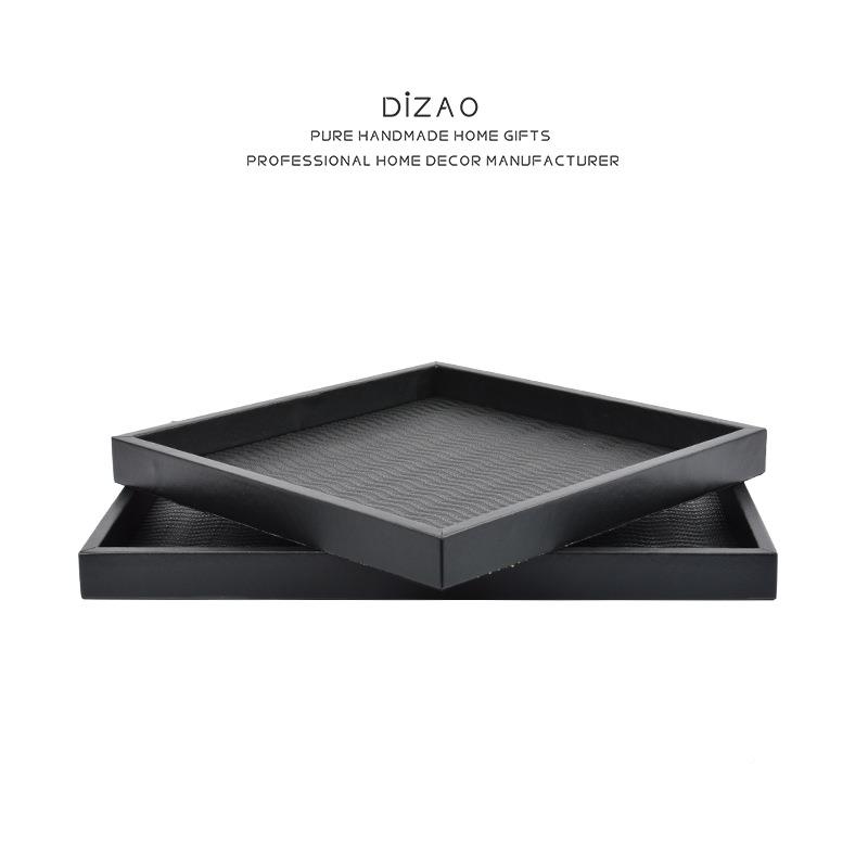 轻奢SMS约波浪皮革托盘代创现意样板简间客收纳盘展示盘装饰品摆