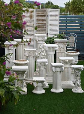 AL100M45欧式复古罗马柱摆直件地花园庭大院装落饰花盆底座婚庆路