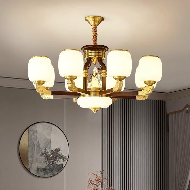 中大式721吊灯客厅灯胡桃木色中国风卧室新餐厅灯古现代气中式典