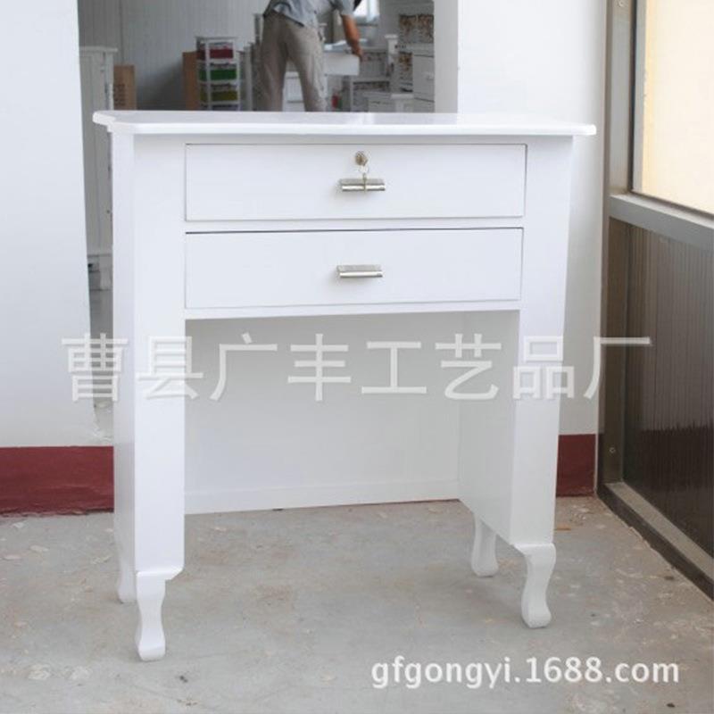 实木小型接待柜台木质白色收银台电脑桌收银台现货