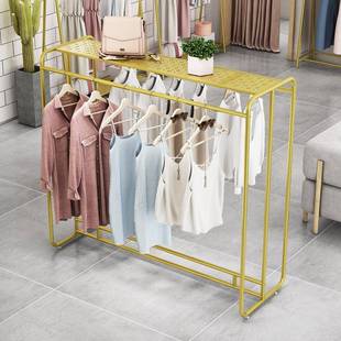 网红服装店双排中岛架双杠睡裤落地式展示架男女童装店挂衣服货架