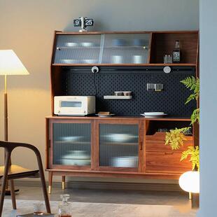 北欧实木餐边柜家用客厅洞洞板靠墙多功能茶水柜厨房碗具收纳柜