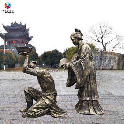 现货玻璃钢人物雕塑岳母刺字成语故事校园文化户外景观装饰摆件