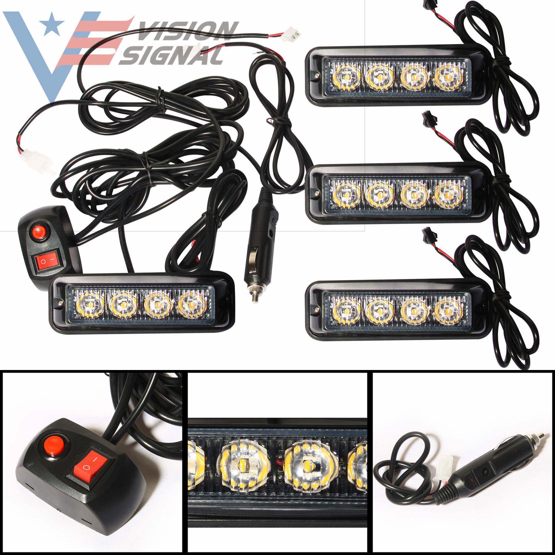 4LED爆闪灯12-24V一拖四侧边灯汽车尾灯4*4LED警示灯爆闪灯