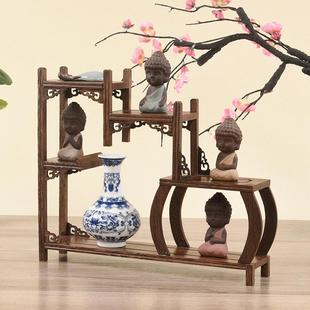 展示架鸡翅木小型博古架摆件实木中式茶杯茶具架子置物架紫砂茶壶