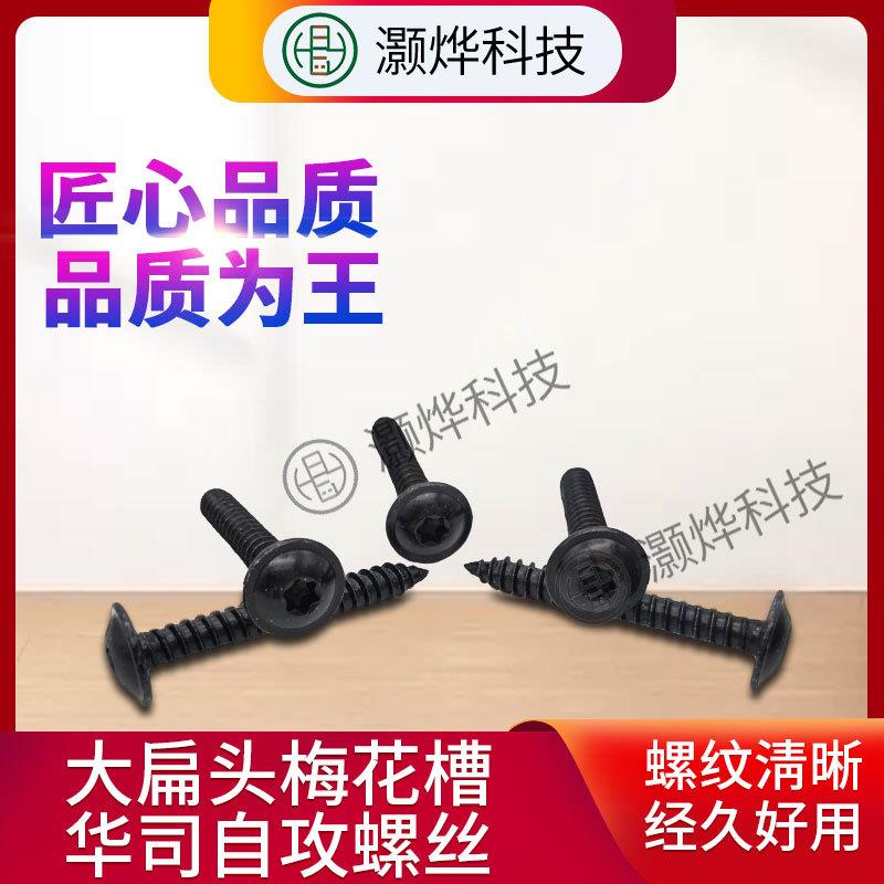 汽车连接紧固件大扁头梅花槽华司(带介子)自攻螺丝钉黑色