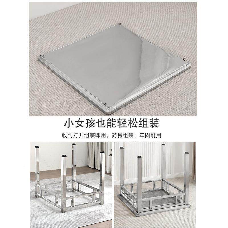 用加家不锈钢餐桌桌桌子特厚多VFM功能方桌双层棋牌厚八仙饭桌烤