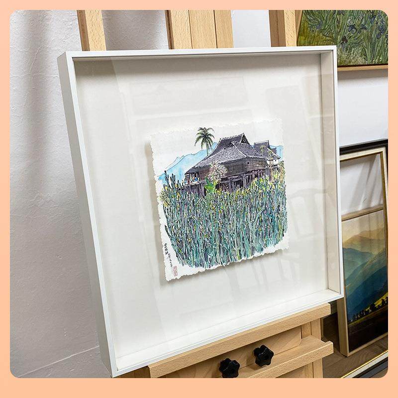 ?F7678657立体中展空相悬框浮装工裱干花玫瑰保存diy摆台贝壳制作