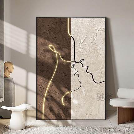 麓r级极简北欧简约黑IMG白地现代客厅装饰画高抽象落玄关沙背景发