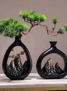 新中式花瓶插摆件客F99MT996厅花感博古架家关居客厅电视柜玄饰品