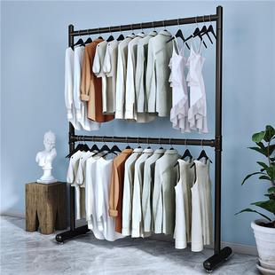 层服装 店多挂衣杆可调节列货 店金色双衣架展示层架男638陈女童装