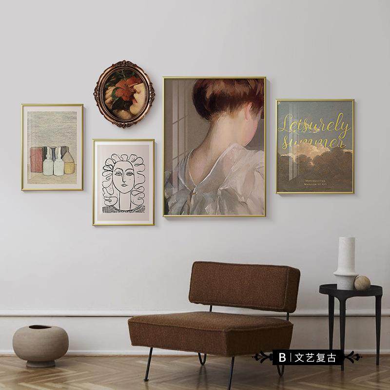 发欧饰组合画式小众画复古客厅装画美式轻奢艺术壁沙背景墙组合餐,家居饰品,现代装饰画,淘宝优惠券,粉丝福利购,淘宝优惠卷