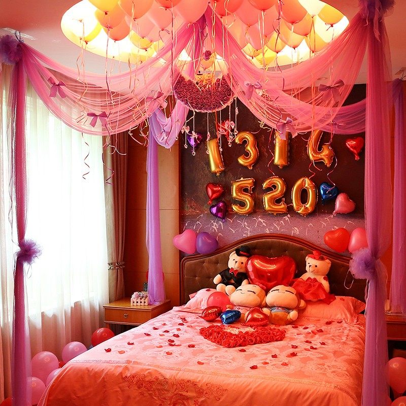 婚房装饰拉花纱幔新房布置创意浪漫婚庆卧室婚礼客厅套装结婚用品