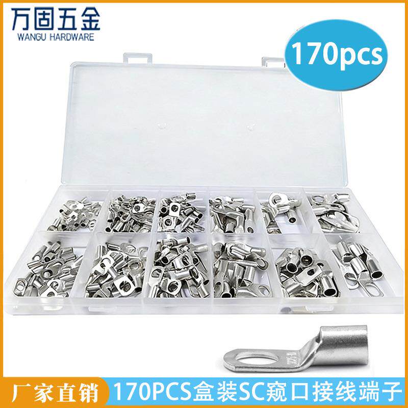 ebay170pcs盒装SC窥口接线端子铜接线鼻子组合4mm-25mm