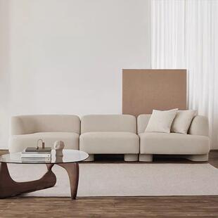 意式简约科技布沙发小户型客厅奶油风法式直排三人位设计师沙发