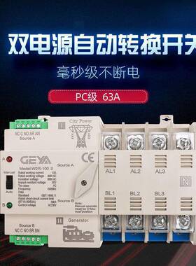 GEYA格亚W2R-100米色双电源自动转换开关应急电源切换开关63A