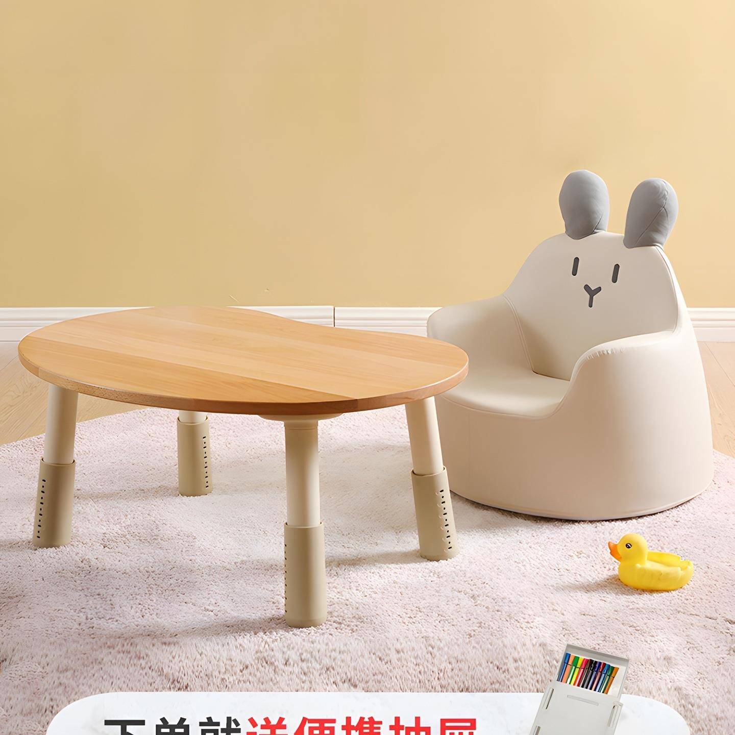 实木儿童桌花生桌宝宝学习小桌子幼儿园桌椅套装实木手工桌